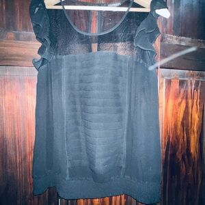 Express‎ Black Ruffle Sleeve Top medium